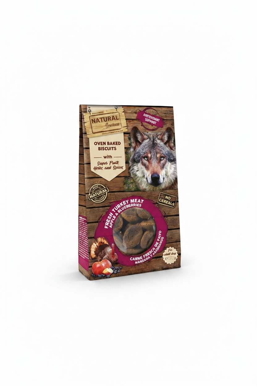 NATURAL GREATNESS Leckerlie, im Ofen gebacken, mit Antioxidantien, 100g (Truthahn, Apfel, Blaubeere)